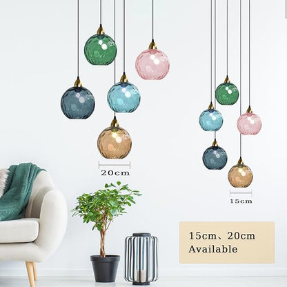 15cm/5.9’’ Industrial Vintage Spherical Glass Pendant Light, E26 Ceiling Hanging Lamp, Gold Finish & Ripple Glass Globe Shade, Dining Room Bedroom Chandelier (Amber)