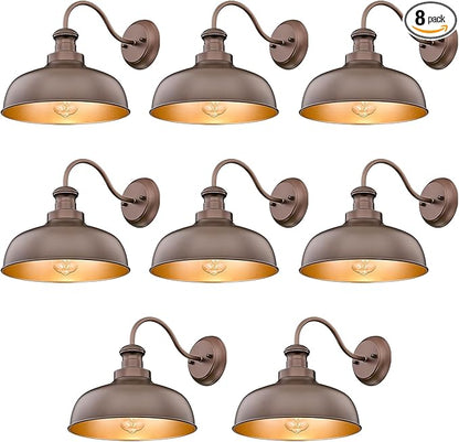 Outdoor Wall Light Fixture, Farmhouse Barn Light, Farmhouse Weatherproof Exterior Wall Sconce, Anti-Rust Outside Lantern Lamp for Porch, Patio, Garage (Oil-Rubbed Bronze, Regular-8Pack)
