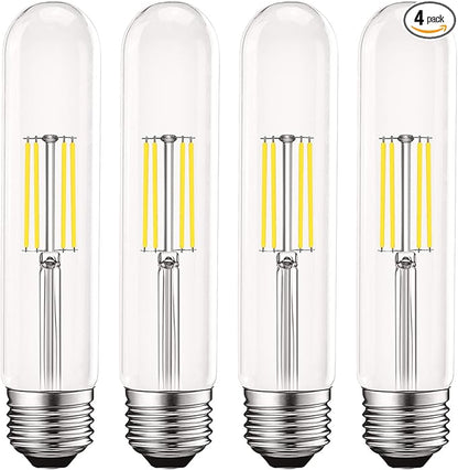 LUXRITE Vintage T9 LED Tube Light Bulbs 60W Equivalent, 5000K Bright White, 550 Lumens, Dimmable Edison Tubular Light Bulbs 5W, Clear Glass, LED Filament Bulb, UL Listed, E26 Standard Base (4 Pack)