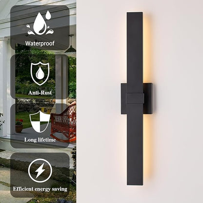 2-Pack Modern Outdoor Wall Light Exterior Black LED Patio Wall Light Fixture 27.2" Exterior Wall Sconce Outdoor Porch Lights for House
