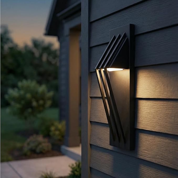 Hyunbae Outdoor Wall Sconce,17.7inch Modern Exterior Lighting Fixture Waterproof, 10W Dimmable LED Outdoor Porch Lights for House Garage Patio, Black, 3000K