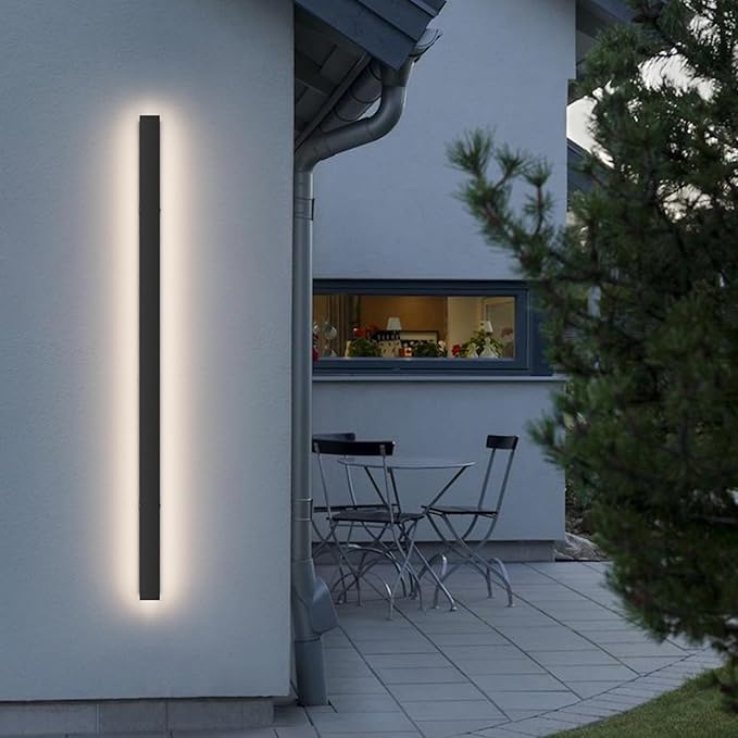 47.25inch Long Outdoor LED Wall Light 4000K Natural Light 35W Black Porch Light Acrylic Waterproof IP65 Exterior Wall Light Fixture for House Patio Porch Courtyard