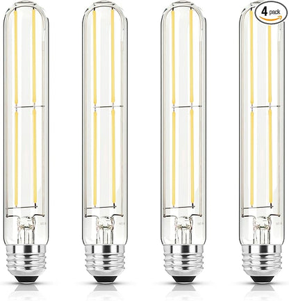 7.3 Inch E26 Led Bulb 6W, Equal 80 Watt 4000K Neutral White Edison Bulbs Dimmable, T10 T9 Long Tubular Clear Glass Light Bulb 800LM for Vanity Pendant Pipe Wall Sconces - UL Cert 4Pack