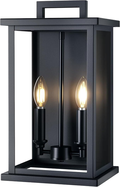 Large Outdoor Sconce Garage Lights Modern Outdoor Wall Light Exterior Wall Lantern Lights for House,Front Porch,2-Light Patio Wall Light Fixture with Thick Glass Shades E12 Waterproof 1 Pack