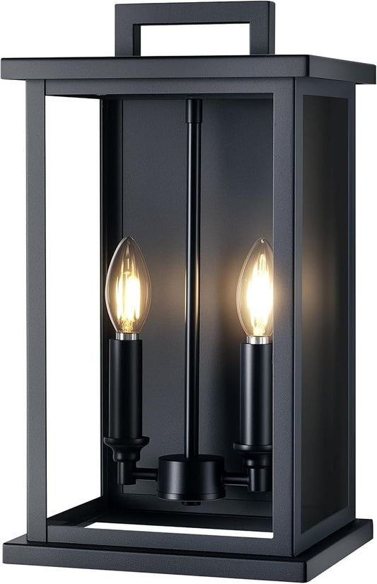 Large Outdoor Sconce Garage Lights Modern Outdoor Wall Light Exterior Wall Lantern Lights for House,Front Porch,2-Light Patio Wall Light Fixture with Thick Glass Shades E12 Waterproof 1 Pack