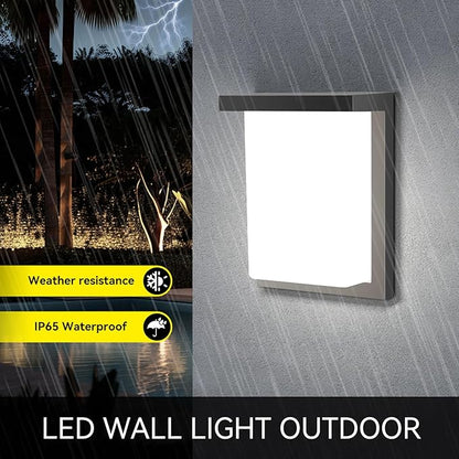 LED Outdoor Wall Porch Light 2 Pack 3000K 4000K 6000K Adjustable Waterproof Modern Wall Sconce Aluminum Exterior Light Fixture Wall Mount ETL IP65 8 Inch 12W Black