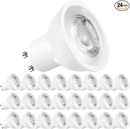 LUXRITE MR16 GU10 LED Bulbs Dimmable, 50W Halogen Equivalent, 3000K Soft White, 500 Lumens, 120V Spotlight LED Bulb GU10, Enclosed Fixture Rated, Perfect for Landscape or Home Lighting (24 Pack)