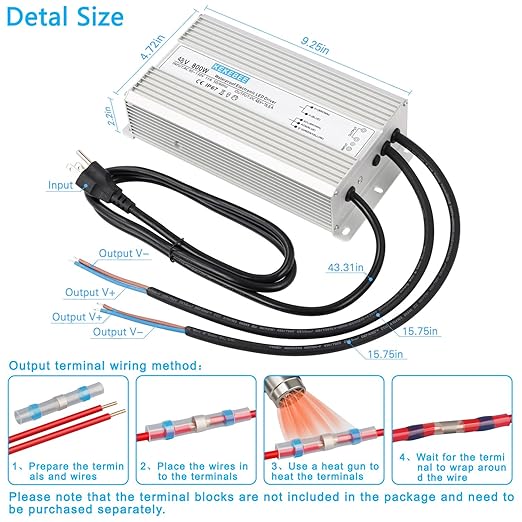 LED Driver 48V800W Waterproof Power Supply AC90-130V to DC48V16.6A Low Voltage Switching Power Supply IP67 Transformer Suitable for Indoor and Outdoor LED Lighting and Any 48V DC Equipment