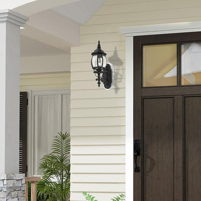 Livex Lighting 7520-04 Outdoor Wall Lantern with Clear Beveled Glass Shades, Black, 21" x 7" x 21"