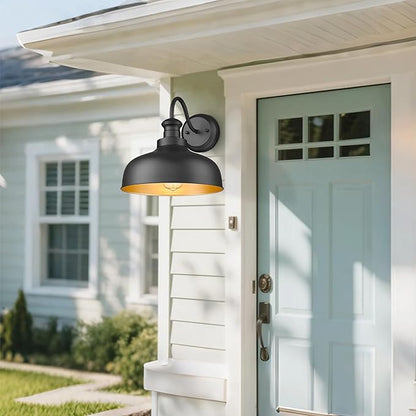Outdoor Wall Light Fixture, Farmhouse Barn Light, Farmhouse Weatherproof Exterior Wall Sconce, Anti-Rust Outside Lantern Lamp for Porch, Patio, Garage (Black, Regular-2Pack)