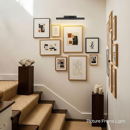 Matte Black Picture Lights for Wall, 24" Art Light Hardwired, 3-Light Bronze Gallery Light, Warm White 2700k Dimmable Picture Frame Lights, 270° Vanity Light for Bathroom, Living Room, Hallway