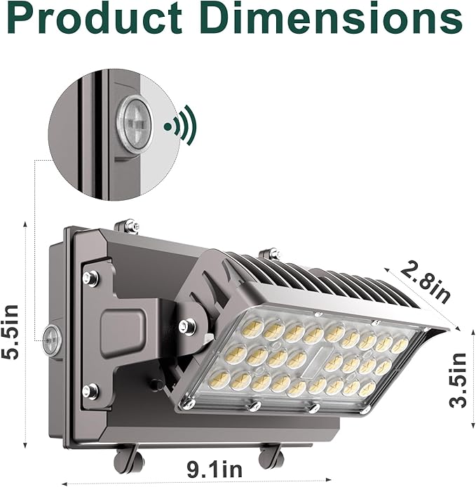 2Pack 120W LED Wall Pack Lights, 360° Adjustable Panel with Dusk to Dawn Photocell, 18000Lm 5000K Daylight, IP65 Waterproof & Advanced Heat Dissipation Outdoor Security Lighting
