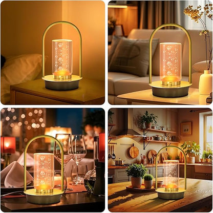 Portable Cordless Table Lamp, 3 Colors Dimmable Touch Lamps for Nightstand Rechargeable Battery Powered Metal Small Desk Lamp Lantern Lamps Outdoor Lamp for Patio Bedroom Restaurant Bar Camping