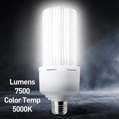 2 Pack LED Corn Light 600W Equivalent LED Corn Bulb 7500 Lumen 60W Large Area Cool Daylight White E26/E27 Medium Base for Garage Backyard Bedroom Warehouse Factory Workshop Street