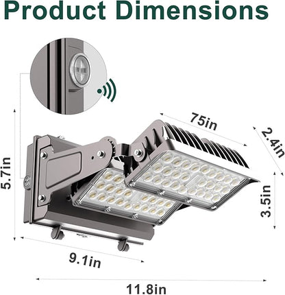 4Pack 220W LED Wall Pack Lights, 360° Adjustable Panel with Dusk to Dawn Photocell, 33000Lm 5000K Daylight, IP65 Waterproof & Advanced Heat Dissipation Outdoor Security Lighting