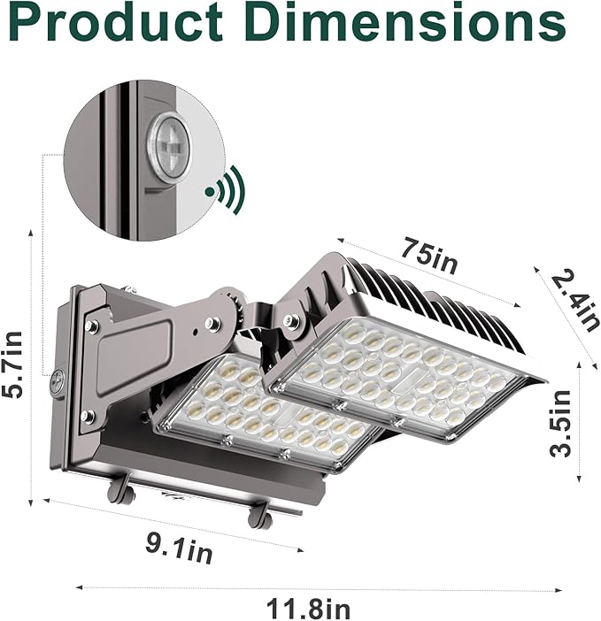 2Pack 220W LED Wall Pack Lights, 360° Adjustable Panel with Dusk to Dawn Photocell, 33000Lm 5000K Daylight, IP65 Waterproof & Advanced Heat Dissipation Outdoor Security Lighting