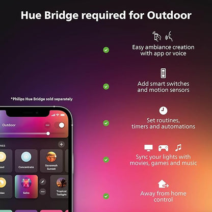 Philips Hue Outdoor 16-Foot Smart LED Light Strip - White and Color Ambiance - 2 Pack - Requires Hue Bridge - Weatherproof - Control with Hue App - Works with Alexa, Google Assistant and Apple HomeKit