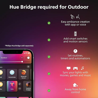 Philips Hue Calla Outdoor Smart Pathway Light White & Color Ambiance LED Walkway Lights - Low Voltage Lighting Requires Bridge and Power Supply Control with App and Voice - Weatherproof (Pack of 6)