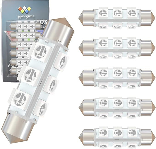 360 deg 42mm DC 12V 569 578 Festoon LED Car Bulb Red, 212-2 LED Bulbs for Automotive Interior Door Cargo Lights Non Polarity(Pack 6)
