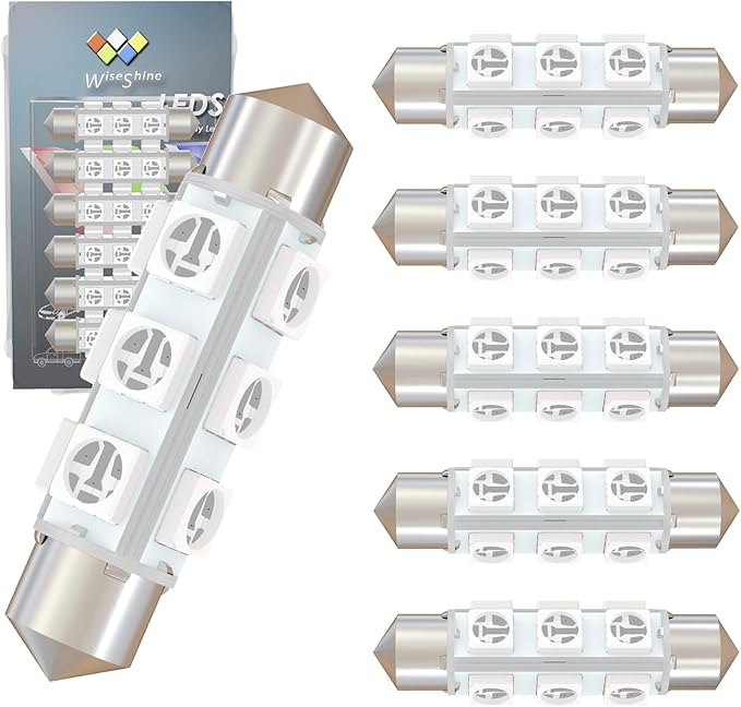 360 deg 42mm DC 24V 569 578 Festoon LED Car Bulb Red, 212-2 LED Bulbs for Truck Marine Boat Interior Door Cargo Lights Non Polarity(Pack 6)