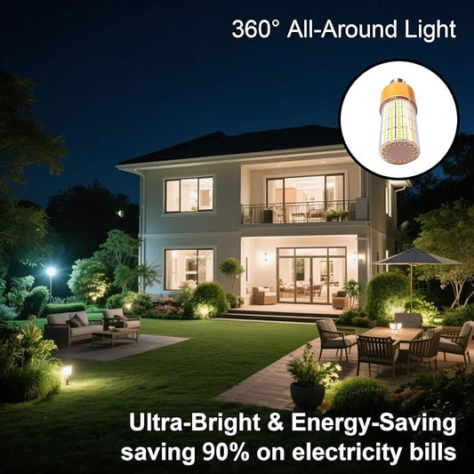 40W LED Corn Light Bulb, 320W Equivalent 5000LM, 3000K Warm White, Waterproof & 90% Energy Saving, E26 Base Corn Cob Light for Home, Garage, Fan (2-Pack)