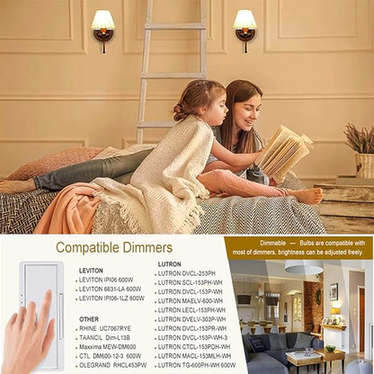 Leools Dimmable G16.5 LED Bulbs,6W E26 Edison LED Light Bulbs,Warm White 2700K,600lm,6W Equal 60 Watt,G50 Globe Light Bulb for Pendant Vintage LED Filament Edison Candle Bulb with Decorative, 6Pack.