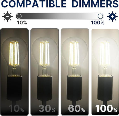 FLSNT 150W Equivalent LED Light Bulbs, 5000K Daylight Dimmable A23 LED Edison Bulbs, 2650Lumens, Efficient 18W, E26 Base, 4 Pack