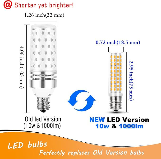 E17 10 Watt LED Bulb 100W Equivalent 2700K Warm White 1000lm Non-Dimmable 120V E17 Intermediate Base LED Bulb for Desk Lamp, Ceiling Fan Lights, Headboard Reading Lights, Chandelier, 3 Pack