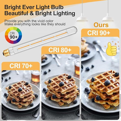 XININSUN T300 Led Bulb, 11.8 Inch Long Tubular Led Light Bulbs, 100Watt Equivalent, 1000lm, Dimmable, Clear Glass, E26 10W T10 LED Edison Tube Lamp Bulb,4 Pack. (6W=60W 2700K)