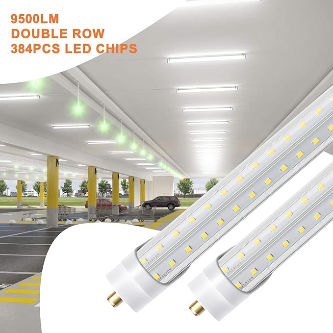 8ft LED Bulbs, 8 Foot LED Shop Light Bulb 72W 6000K 10000lm, Super Bright,T8 T10 T12 V Shape FA8 Lights, Clear Cover, F96T12 Bulbs to Replace Fluorescent Light Bulbs(Pack of 12)