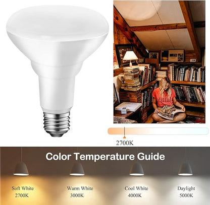 Energetic BR30 LED Recessed Light Bulb, 11W=75W, 2700K Soft White, 900LM, Dimmable Ceiling Flood Light Bulb for Cans, CRI85+, 6-Pack