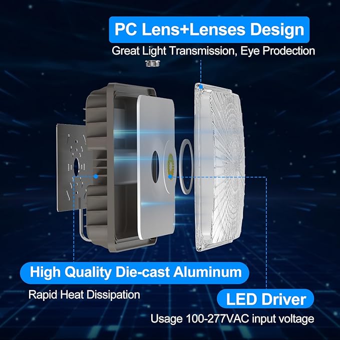 120W LED Canopy Light for Gas Station Light, 18000lm 0-10V Dimmable 5000K LED Canopy Lights, IP65 Waterproof Commercial Canopy Lights for Outdoor Garage Warehouse Shop Carpor UL Listed, 4 Pack
