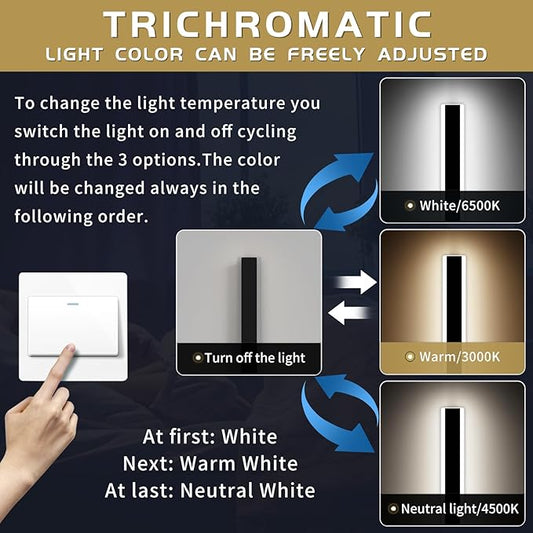 Modern 39inch Outdoor Wall Light, 3000k/4500k/6000k 3 Color Change Black Exterior Light Fixtures Wall Mount, Ip65 Waterproof Modern Porch Lights Wall Sconce, Long Linear Outside Lighting Hard-Wired