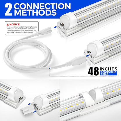 Barrina T8 LED Shop Light, 6FT 60W 8500LM 5000K, Clear Cover Linkable Garage Lights, V-Shape LED Light Fixture, Shop Lights for Garage, Warehouse, Workshop, Basement, ETL Listed, 6 Packs