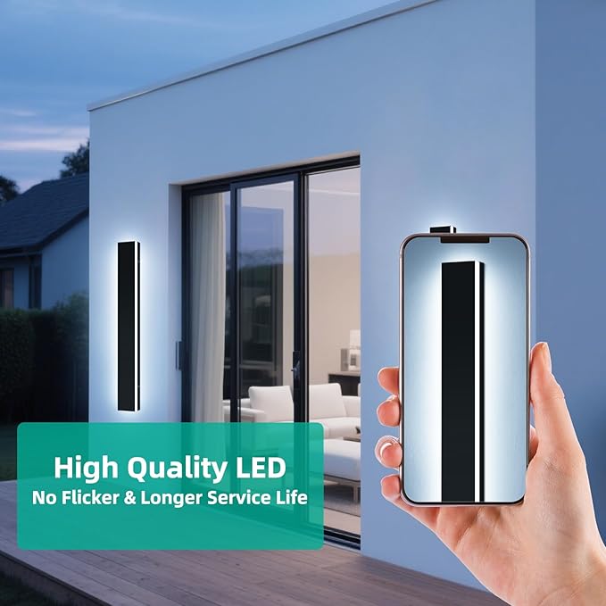 Upgrade Widened 2 Pack 31.4inch Modern Outdoor Wall Sconce, 3 Color 3000K/4500K/6000K, 31W, IP65 Waterproof Long Linear Wall Lights, Minimalist Garage Lamp Lighting for Balcony, Patio, Porch