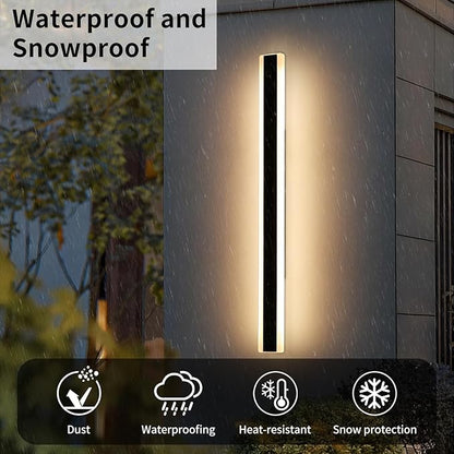 59inch Outdoor Wall Sconces Dimmable 3 Color 3000K/4500K/6000K, Modern Wall Mounted Lights, IP65 Waterproof, Exterior Linear Lighting Fixture for Yard, Porch, Patio, Garage with Remote Control
