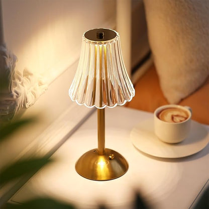 Liliful 6 Pcs Cordless Table Lamp Rechargeable Touch LED Small Gold Portable Battery Operated USB-c Desk Lamp 3 Color Dimmable for Bedroom Living Room Dining (Gold,Rose Style)