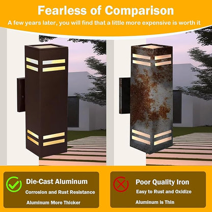 Dusk to Dawn Outdoor Wall Lights Fixture – ETL Listed, Aluminum Waterproof Wall Mount Square Design- Modern Exterior Lighting Outdoor Wall Sconce for Porch, Patio, Front Door