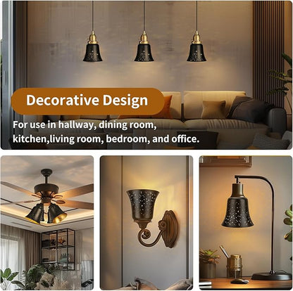 Ceiling Fan Light Covers, 6 Pack Pendant Light Shade Replacement with 1-5/8" Fitter, ALUCSET 4.5" Height and 4-3/4" Diameter, Metal Bell Shaped Cover for Chandelier Pendant Light Wall Sconces Series
