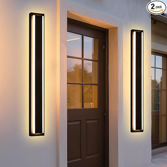 MELUCEE Modern 40" Linear Led Exterior Wall Light 30W 5 Color Dimmable Wall Sconces Set of 2, IP65 Waterproof Long Outdoor Garage Lights Black Patio Light Fixture Outside Lights for house, 3000K-6000K