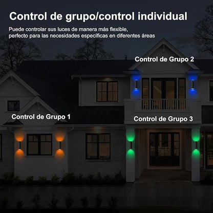 Smart Outdoor Up Down Wall Light, Bluetooth App & Remote Controlled Color Changing Porch Sconce, RGBCW LED 2700K-6500K Tunable White, Dimmable Waterproof Exterior Wall Light for House