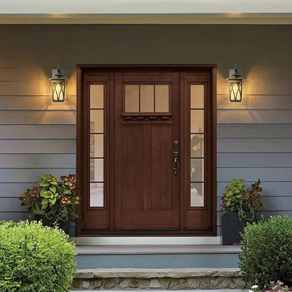 JYZ Outdoor Porch Light Wall Mount,14'' Exterior Waterproof Wall Lighting Fixtures,Wall Sconce Light with E26 Socket & Water Ripple Glass Shades, Matte Black Outside Wall Lantern for Patio Front Door