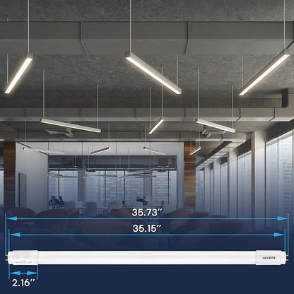 LUXRITE 3FT LED Tube Light, T8, 12W=25W, 5CCT 3000K- 6500K, 1560LM, 320° Beam Angle, Fluorescent Replacement, Ballast Compatible or Bypass, Single or Double End Powered, Damp & UL Listed (30 Pack)
