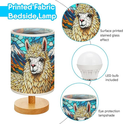 Llama Table Lamp LED 3-Color Pressed Bedside, Llama Shade Lamp with Wood Base for Bedroom Living Room Desk Office TL01