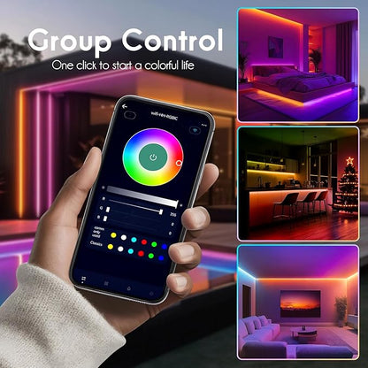 Shine Decor IP68 LED Strip Light 105 FT, DC 24V RGB+IC LED Strip Lights, Outdoor Rope Lights with Remote APP Control Music Sync, Color Chasing LED Lights Strip for Chrismas, Pool, Home Decor