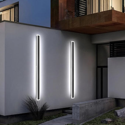 71inch 2 Pack Modern Outdoor Wall Lights 3000K-6000K Dimmable Black Outdoor Wall Sconce IP65 Waterproof Exterior Garage Lights for Patio Garden
