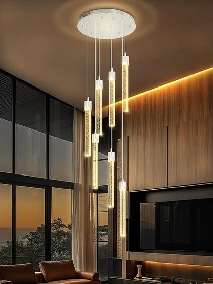 Modern Chandelier 8-Light Bubble Crystal Pendant Light Adjustable Pendant Light Fixture Crystal Chandeliers for Living Room Dinning Room Bedroom