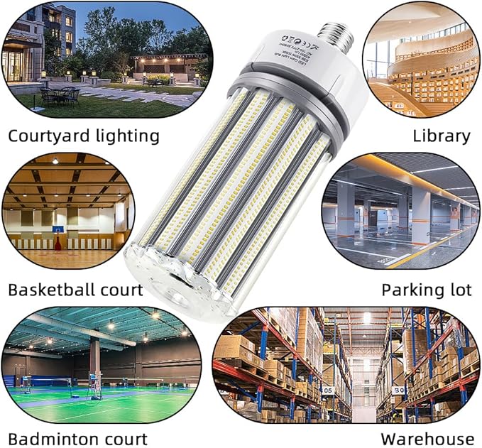 350W LED Corn Bulb E39 Mogul Base 2 Pack, 1400W Equivalent Bulbs, 45,500 Lumen Replacement Metal Halide/HID/HPS,5000K Daylight for Large Area Lights Gym Warehouse Parking Bay Light