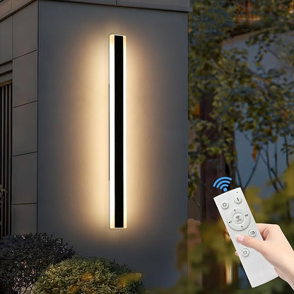59inch Outdoor Wall Sconces Dimmable 3 Color 3000K/4500K/6000K, Modern Wall Mounted Lights, IP65 Waterproof, Exterior Linear Lighting Fixture for Yard, Porch, Patio, Garage with Remote Control