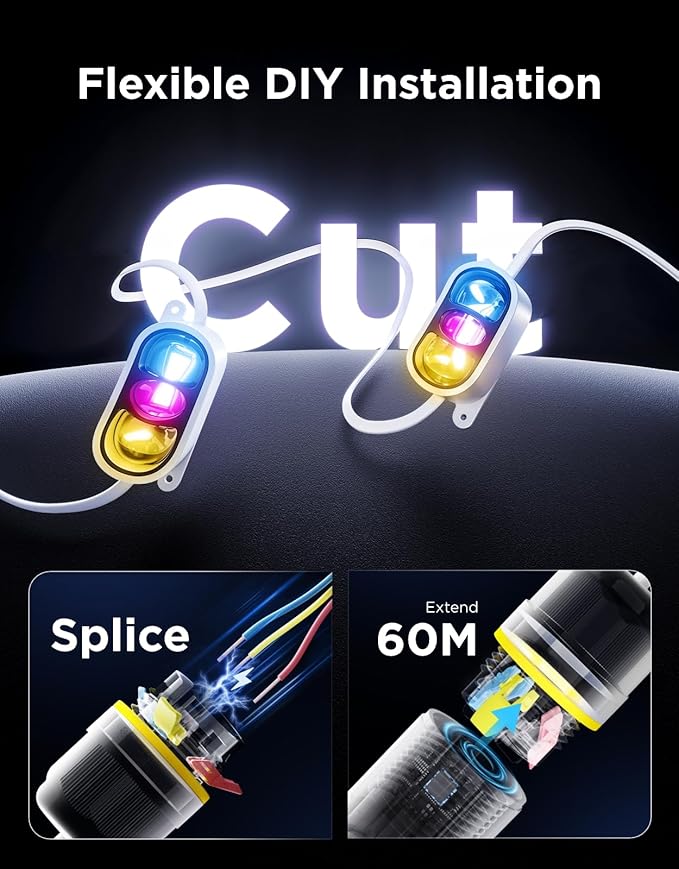 Govee Permanent Outdoor Lights Prism, 100ft with 36 Triple-Color Lighting Heads, 100+ Scene Modes, Up to 60lm for Outdoor Decor, IP68 Waterproof, Works with Alexa, Google Assistant & Matter, White